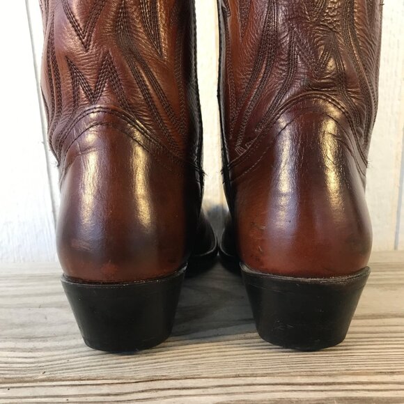 Heritage West Mens Mahogany Brown Leather Western Dress Boots 10 EE 1301 USA - Picture 5 of 13